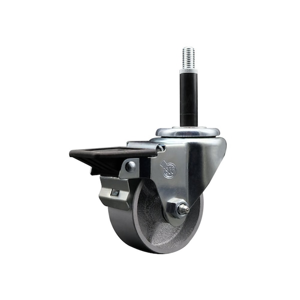 3'' Semi Steel Swivel 3/4'' Expanding Stem Caster with Brake